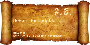 Hofer Bernadett névjegykártya